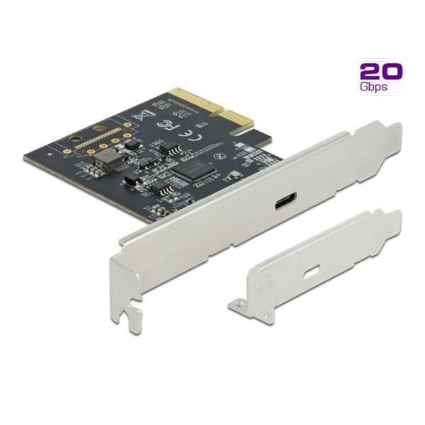 Delock 89036 PCI Express x4 Kártya - 1 x külső SuperSpeed USB 20 Gbps (USB 3.2 Gen 2x2) USB Type-C  hüvely