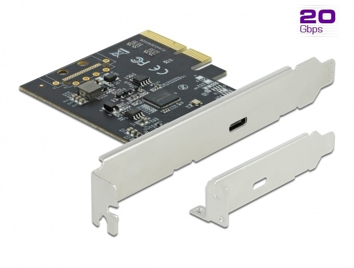 Delock 89036 PCI Express x4 Kártya - 1 x külső SuperSpeed USB 20 Gbps (USB 3.2 Gen 2x2) USB Type-C  hüvely