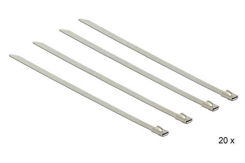 Delock 18630 Rozsdamentes acél kábelkötegelők, 150 x 4,6 mm (H x Sz), 20 darab
