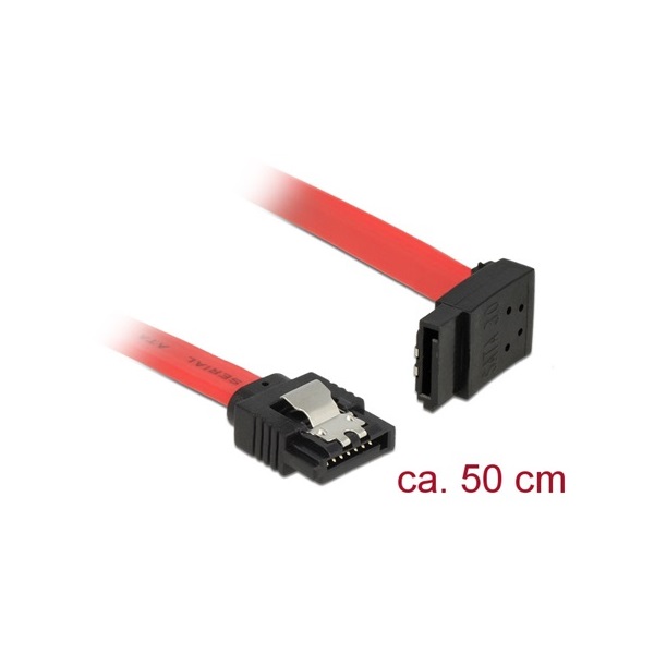 Delock 83974 SATA 3 F/F adatkábel 0.5m piros egyenes/90° fel