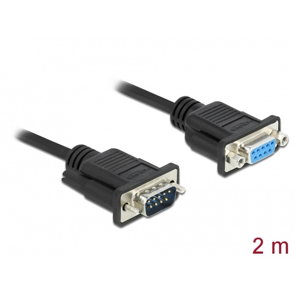 Delock 86602 Sub-D9-es, RS-232 soros kábel, apa-anya, 2 m