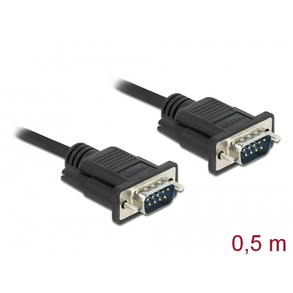 Delock 86612 Sub-D9-es, RS-232 soros kábel, apa-apa, 0,5 m