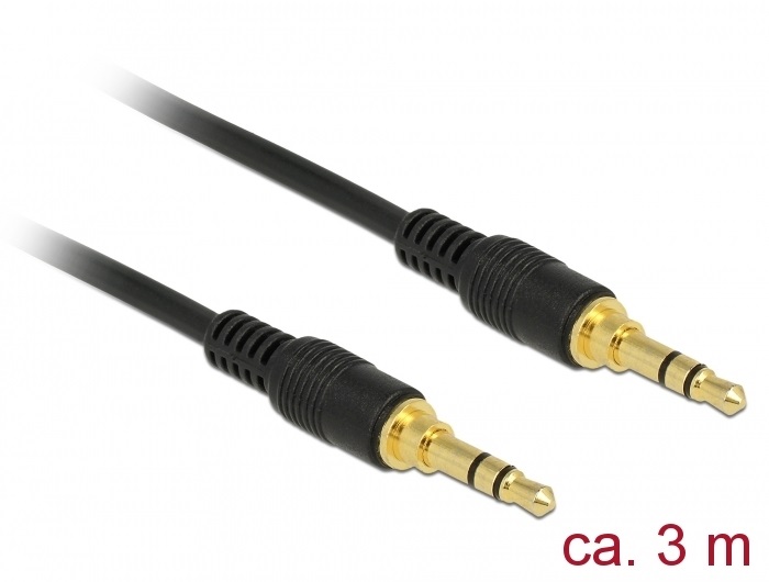 Delock 85551 Sztereó Jack Kábel 3,5 mm 3 tűs férfi > férfi 3 m fekete