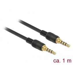 Delock 85595 Sztereó Jack Kábel 3,5 mm 4 tűs férfi > férfi 1m fekete