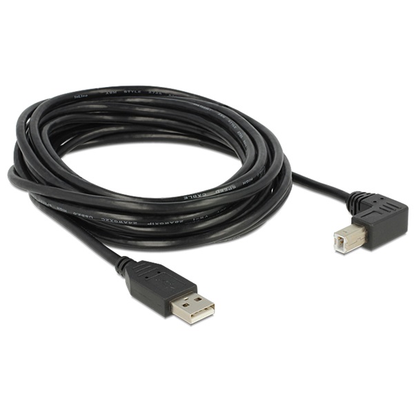 Delock 83530 USB2.0 kábel USB A dugó - USB B 90 dugó csatlakozókkal, 5m