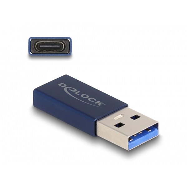 Delock 60049 USB 10 Gbps adapter A-típusú USB apa - USB Type-C  aktív anya kék
