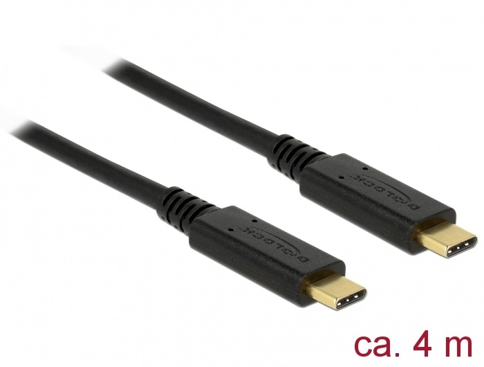 Delock 85206 USB 2.0 kábel Type-C a Type-C 4 m PD 5 A E-Marker