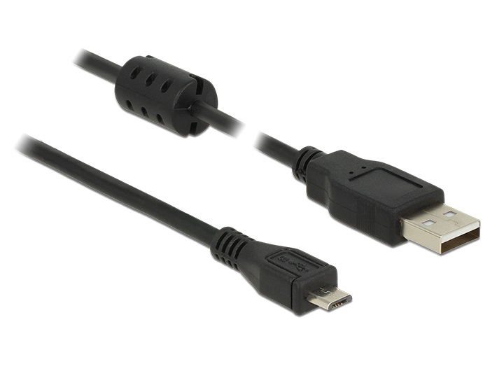Delock 84902 USB 2.0-s kábel A-típusú csatlakozódugóval > USB 2.0 Micro-B csatlakozódugóval, 1,5 m, fekete