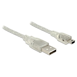 Delock 83905 USB 2.0-s kábel A-típusú csatlakozódugóval > USB 2.0 Mini-B csatlakozódugóval 1 m, áttetsző