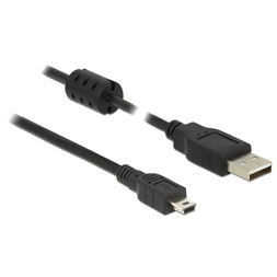 Delock 84916 USB 2.0-s kábel A-típusú csatlakozódugóval > USB 2.0 Mini-B csatlakozódugóval, 5,0 m, fekete
