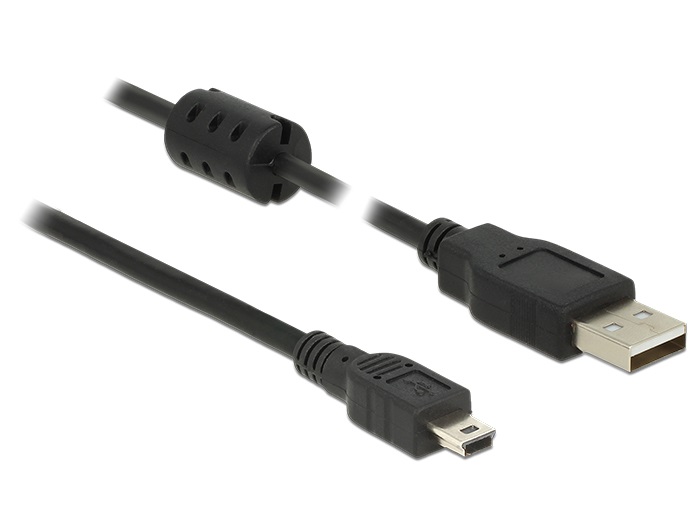 Delock 84916 USB 2.0-s kábel A-típusú csatlakozódugóval > USB 2.0 Mini-B csatlakozódugóval, 5,0 m, fekete