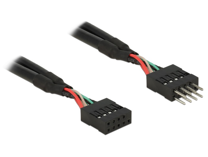 Delock 83872 USB 2.0 tűs fejléc hosszabbító kábel 10 tűs apa / anya 10 cm