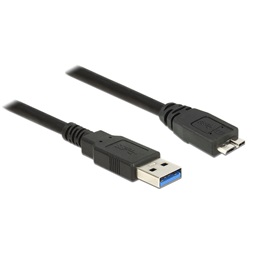 Delock 85074 USB 3.0-s kábel A-típusú csatlakozódugóval > USB 3.0-s, Micro-B-típusú csatlakozódugóval, 2,0