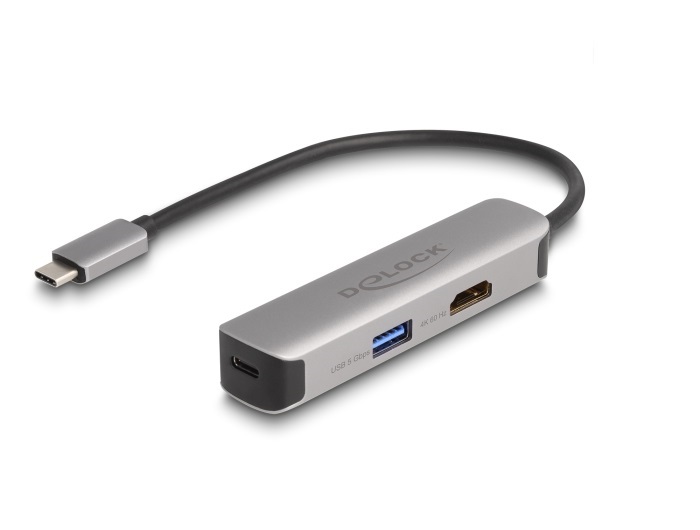 Delock 61060 USB Type-C  adapter 4K 60 Hz   s HDMI-hez A- és USB Type-C  adat + PD 92 W porttal
