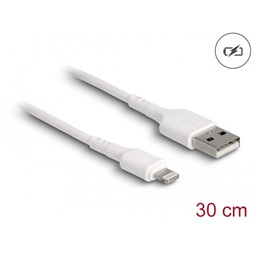 Delock 87866 USB töltő kábel iPhone , iPad , iPod  eszközökhöz fehér 30 cm