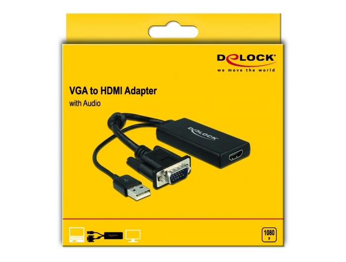 Delock 62668 VGA–HDMI audiójel átjátszós adapter
