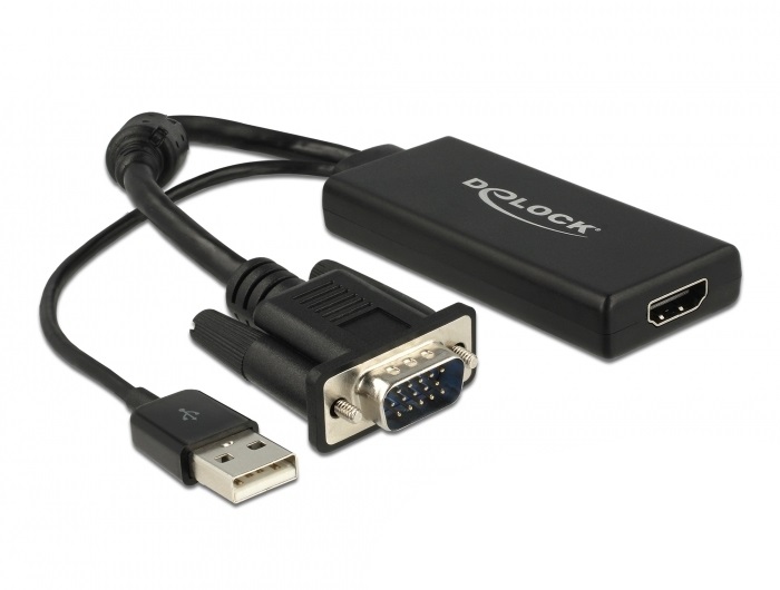 Delock 62668 VGA–HDMI audiójel átjátszós adapter