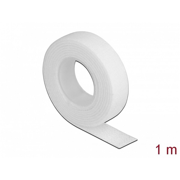 Delock 18375 Velcro fehér ragasztó szalag guriga Hx 1 m x Sz 13 mm