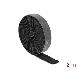 Delock 18383 Velcro fekete ragasztó szalag guriga Hx 2 m x Sz 15 mm