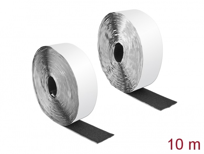 Delock 19094 Velcro öntapadó tépőzáras szalag-szett, H 10 m és Sz 50 mm fekete