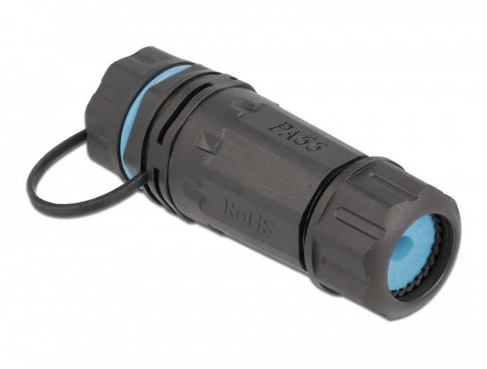 Delock 86701 Vízhatatlan védőkupakkal és borítással ellátott kábelkonnektor RJ45 anya - RJ45 anya Cat.6A