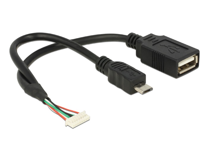 Delock 84835 kábel USB 2.0 tűs fejléc 1,25 mm 8 tűs anya>USB 2.0 Type-A anya + USB 2.0 Type Micro-B csatl.