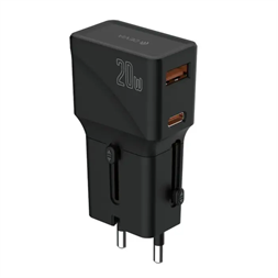 Devia ST102040 20W PD + QC Mini (CN/JP/US/EU/UK/AU) többfunkciós hálózati töltős utazó adapter
