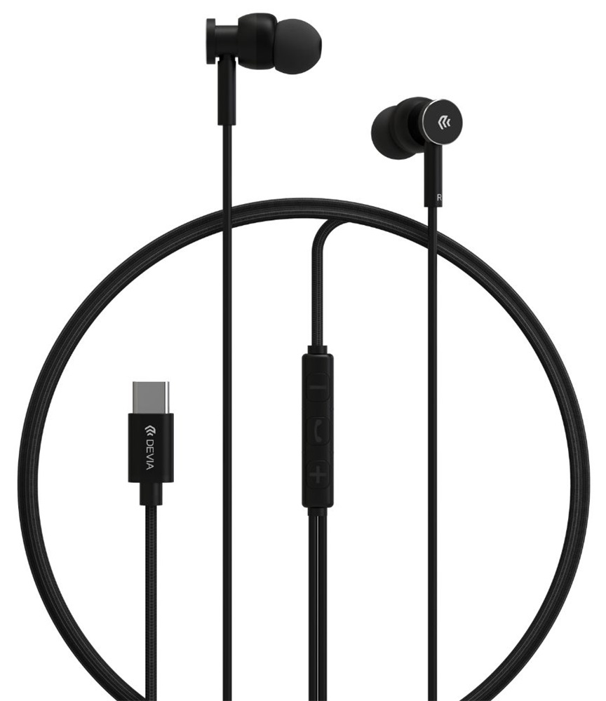 Devia ST108776 Smart Series M1 Metal In-Ear Type-C fekete sztereó fülhallgató