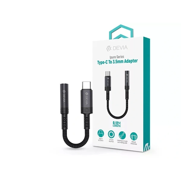 Devia ST111165 Ipure Series Type-C/AUX 3,5 mm fekete audió adapter