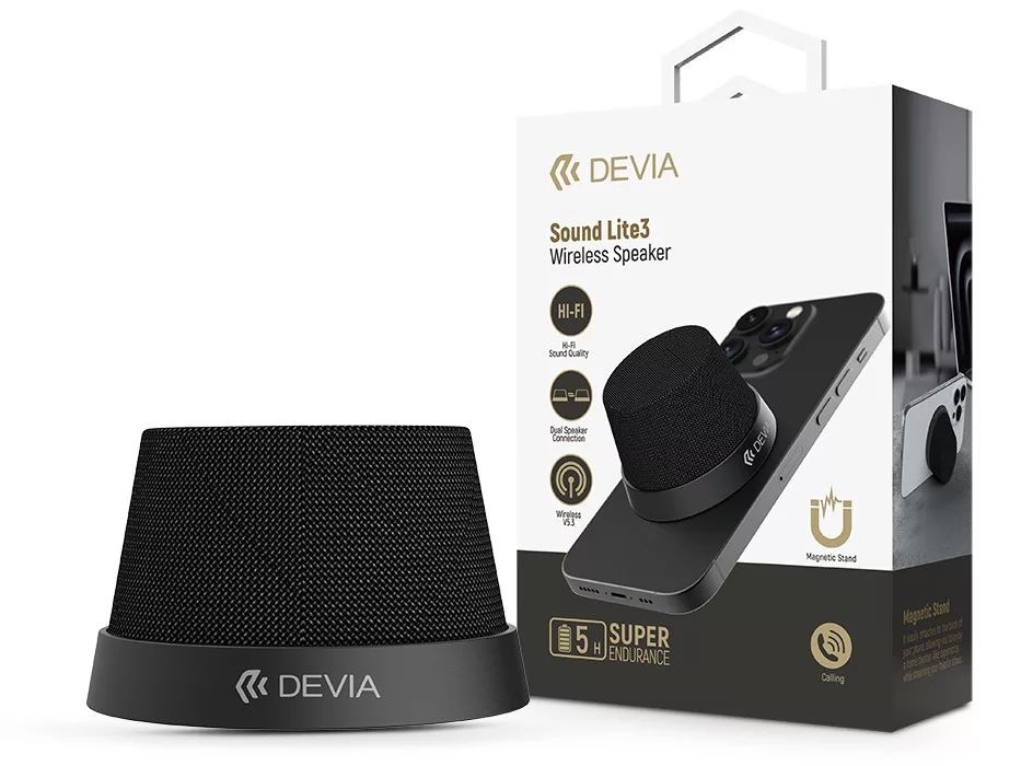 Devia ST121478 Sound Lite3 fekete vezeték nélküli mágneses Bluetooth hangszóró