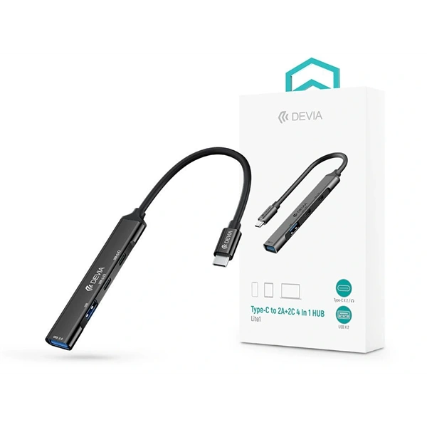 Devia ST129412 Lite 14 in 1 Hub USB-C 3.1 - USB 3.0/USB 2.0/2xType-C szürke elosztó/adapter