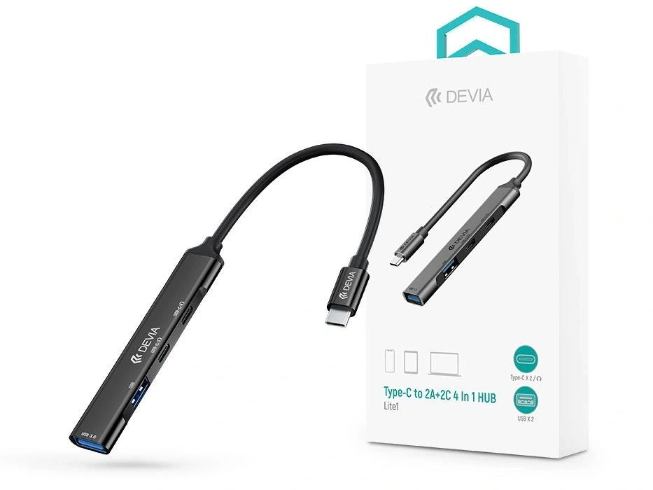 Devia ST129412 Lite 14 in 1 Hub USB-C 3.1 - USB 3.0/USB 2.0/2xType-C szürke elosztó/adapter