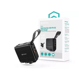 Devia ST130814 Global 45W PD+QC fekete hálózati gyorstöltő utazó adapter (CN/JP/US/EU/UK/AU)