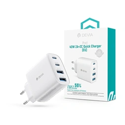 Devia ST137325 Pro1 40W GaN QC 2xUSB + 2xType-C fehér hálózati gyorstöltő adapter