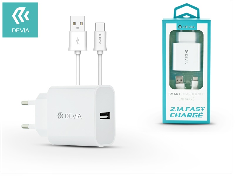 Devia ST301124 Smart 2,1A Type-C fehér hálózati töltő