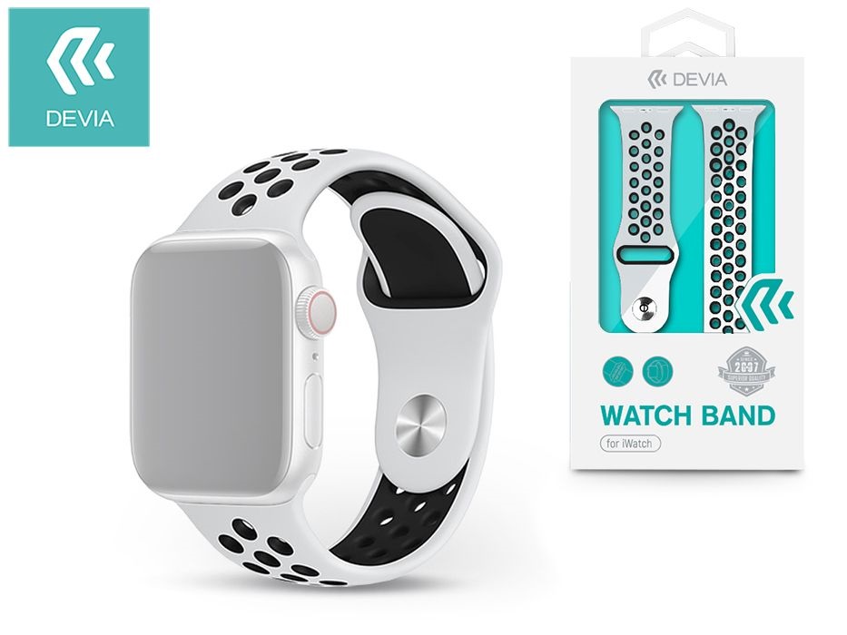 Devia ST324994 Apple Watch fehér/fekete szilikon sport óraszíj