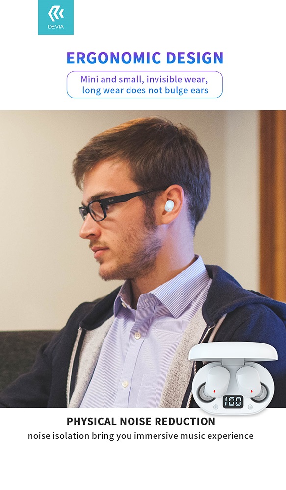 Devia ST351013 Bluetooth v5.0 Joy A6 Series TWS with Charging Case - fehér sztereó headset