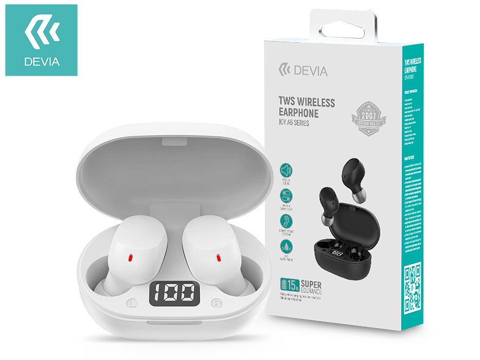 Devia ST351020 Bluetooth v5.0 Joy A6 Series TWS with Charging Case - fekete sztereó headset