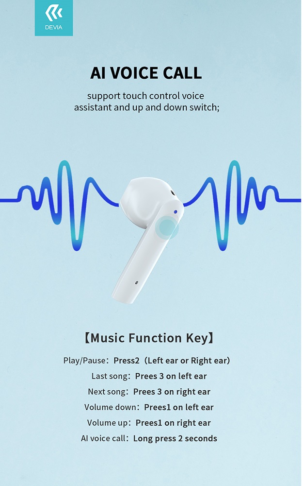 Devia ST351075 Joy A10 Bluetooth True Wireless fehér fülhallgató