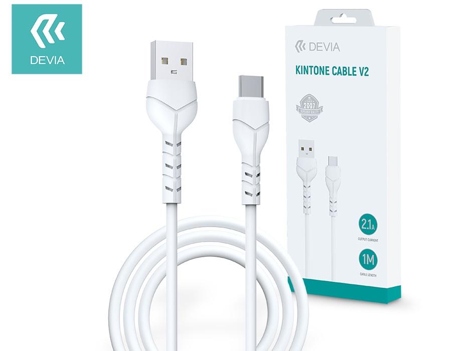 Devia ST351136 Kintone V2 Series 1m 2,1A USB-C - USB-A adat- és töltőkábel