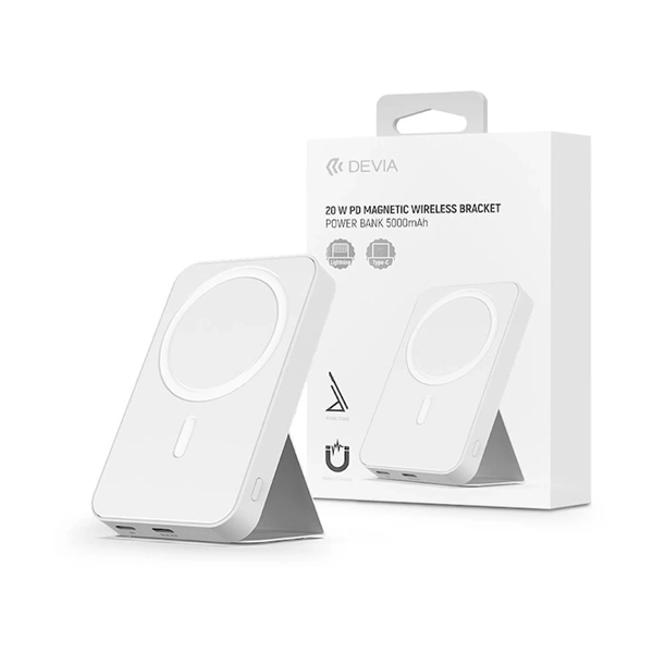 Devia ST363894 Extreme Speed Series 20W Lightning + Type-C 5000 mAh MagSafe fehér power bank
