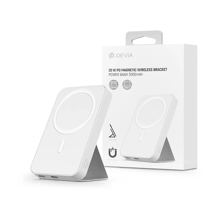 Devia ST363894 Extreme Speed Series 20W Lightning + Type-C 5000 mAh MagSafe fehér power bank