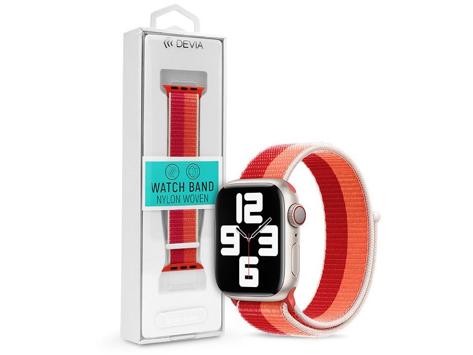 Devia ST364686 Apple Watch 38/40/41mm bordó/narancs szövet sport szíj