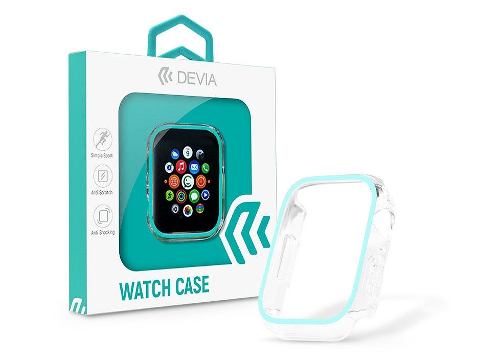 Devia ST365355 Apple Watch 44mm kék szilikon védőtok