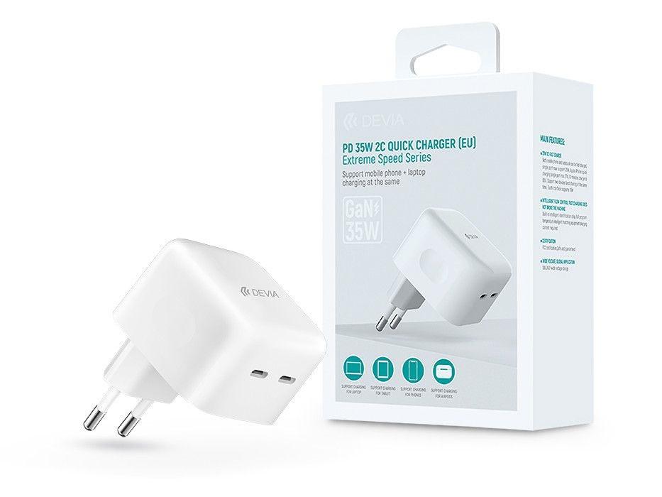 Devia ST366086 GaN 35W 2xType-C hálózati töltő adapter