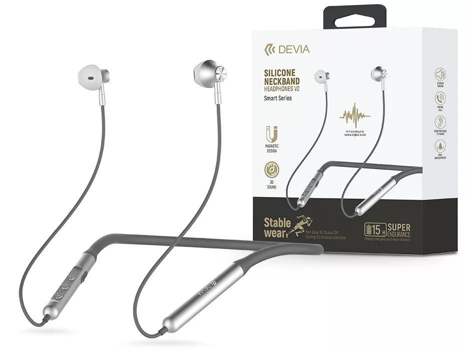 Devia ST379932 Smart Series Sport Neckband Bluetooth szürke fülhallgató