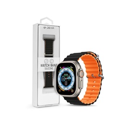 Devia ST381645 Apple Watch 42/44/45/49 mm fekete/narancs szilikon sport szíj