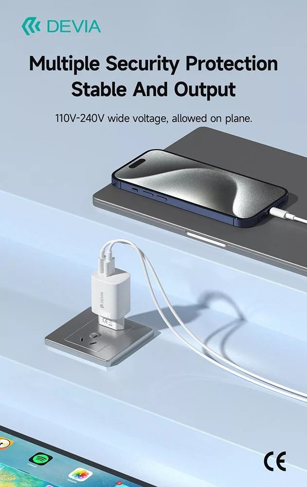 Devia ST386718 Smart GaN 30W PD USB + Type-C Hálózati töltő adapter