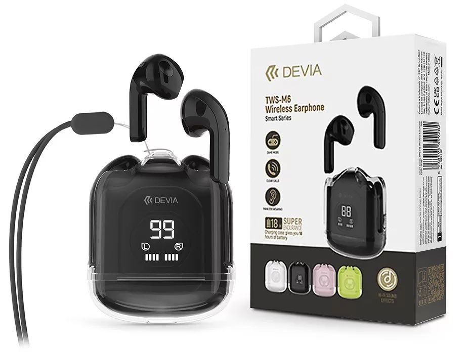 Devia ST399282 TWS-M6 True Wireless Bluetooth fekete fülhallgató
