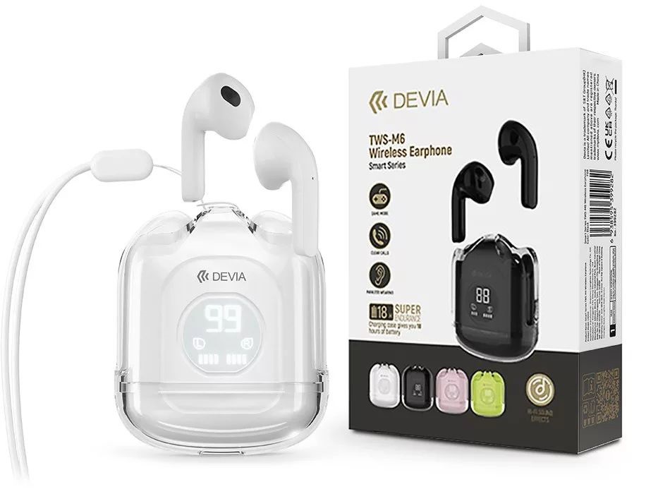 Devia ST399299 TWS-M6 True Wireless Bluetooth fehér fülhallgató